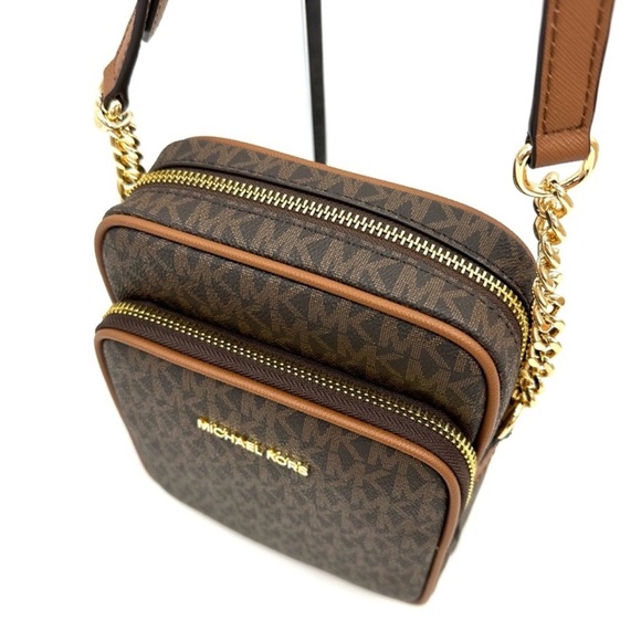 Michael Kors Medium NS Chain Xbody Bag & Small TZ Coinpouch w/ID Brown/Gold - Picture 6 of 14